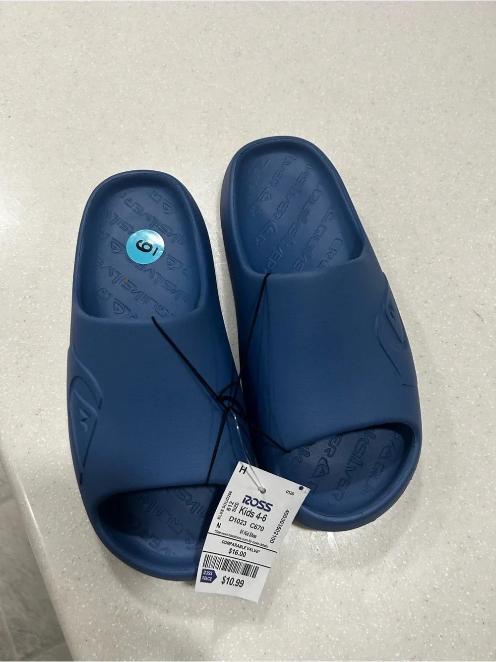 Quiksilver Blue Slide Sandals with Embossed Logo